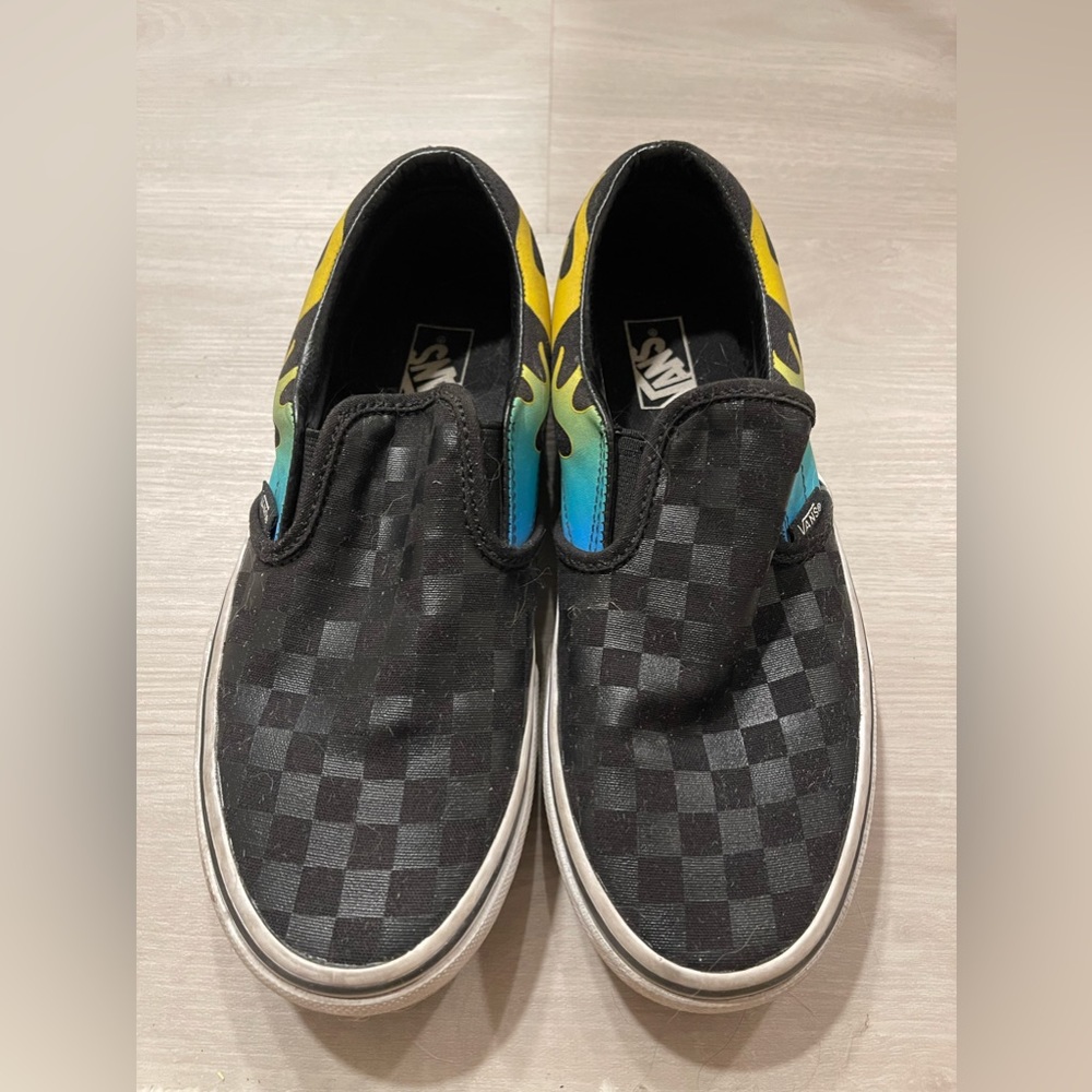 Vans Slip On Flame Black Checkered Sz 4
